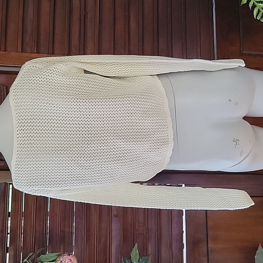 Laura Ashley Cream Knit Cardigan Tie Front Cottagecore Coquette Grandmacore Sz 4 - Picture 3 of 6